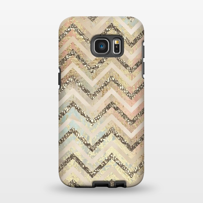 Galaxy S7 EDGE StrongFit Chevron Gold Glamour Stripes 2 by Andrea Haase