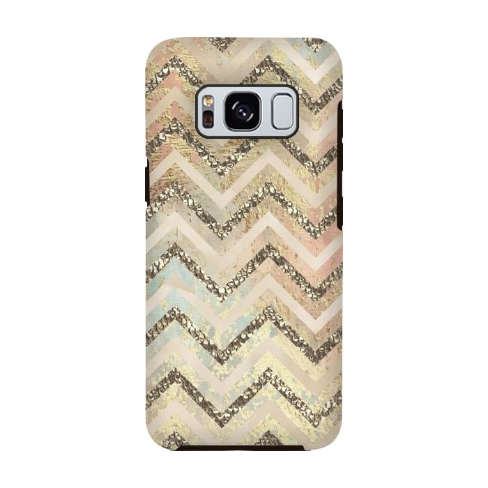 Galaxy S8 StrongFit Chevron Gold Glamour Stripes 2 by Andrea Haase