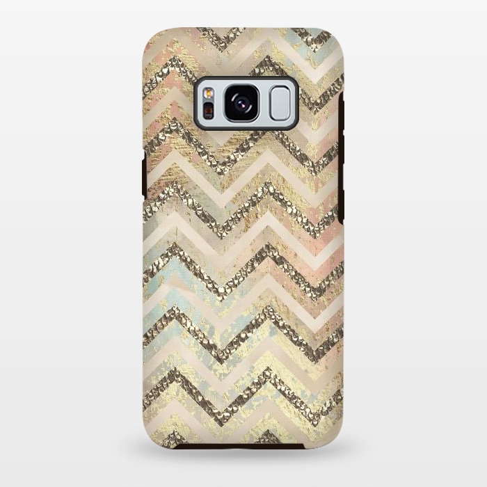 Galaxy S8 plus StrongFit Chevron Gold Glamour Stripes 2 by Andrea Haase