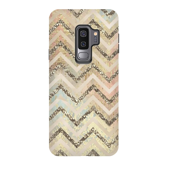 Galaxy S9 plus StrongFit Chevron Gold Glamour Stripes 2 by Andrea Haase