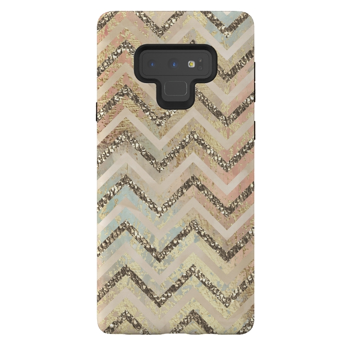 Galaxy Note 9 StrongFit Chevron Gold Glamour Stripes 2 by Andrea Haase