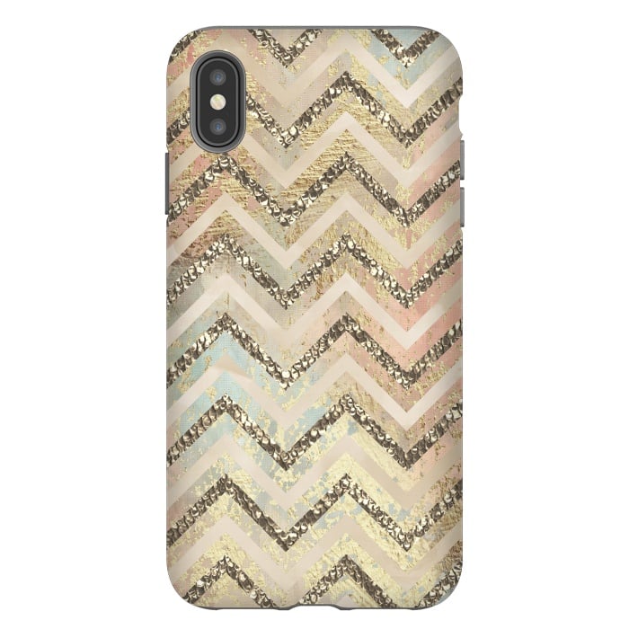 iPhone Xs Max StrongFit Chevron Gold Glamour Stripes 2 by Andrea Haase
