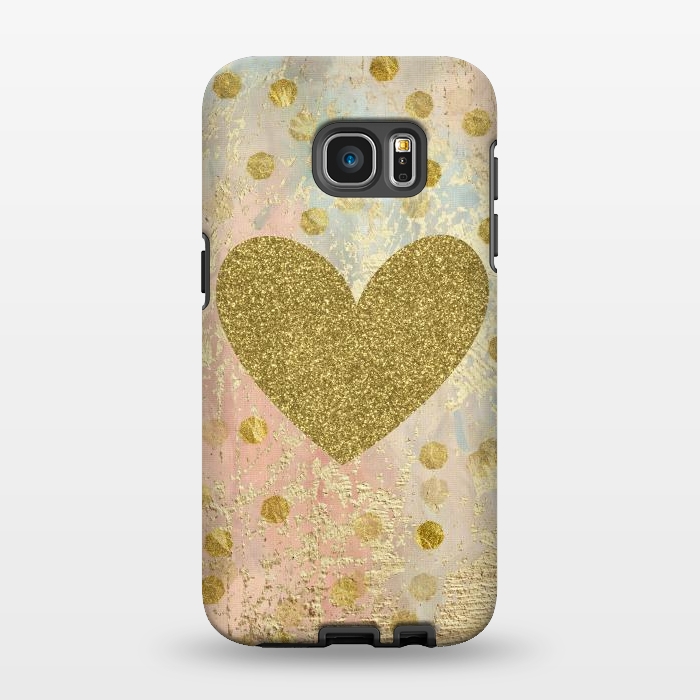 Galaxy S7 EDGE StrongFit Golden Heart And Sparkles by Andrea Haase