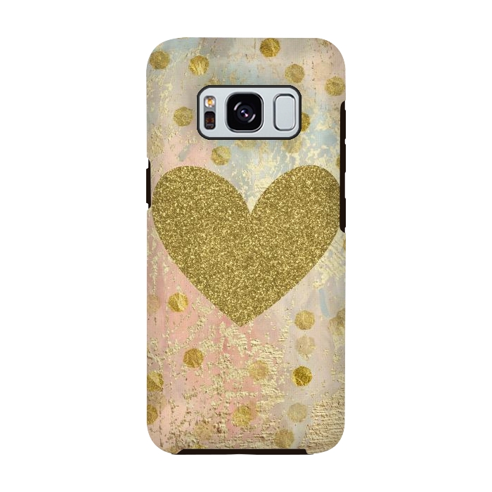 Galaxy S8 StrongFit Golden Heart And Sparkles by Andrea Haase
