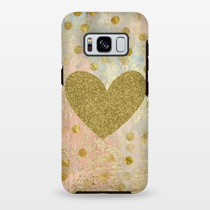 Galaxy S8 plus StrongFit Golden Heart And Sparkles by Andrea Haase