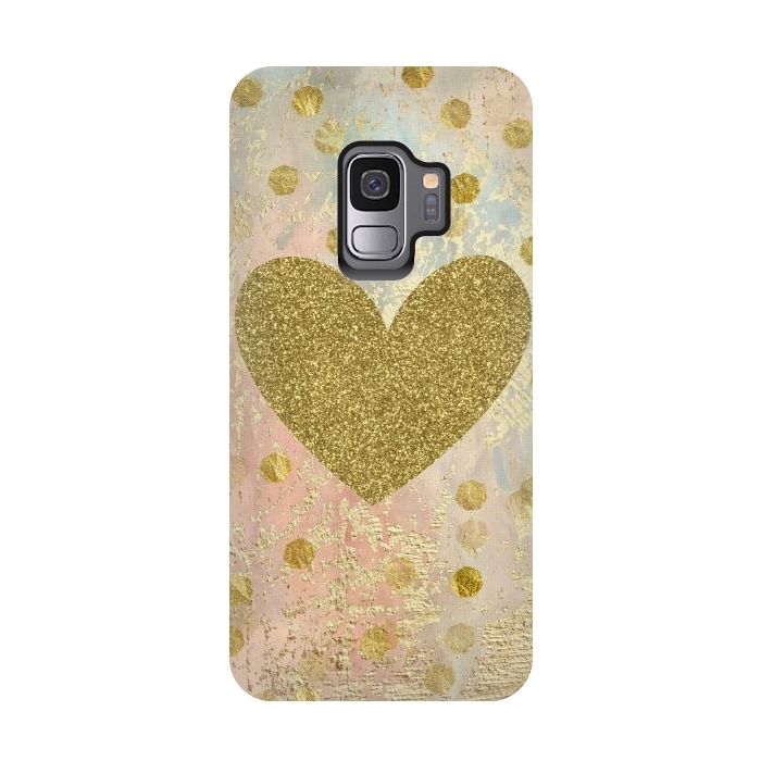 Galaxy S9 StrongFit Golden Heart And Sparkles by Andrea Haase