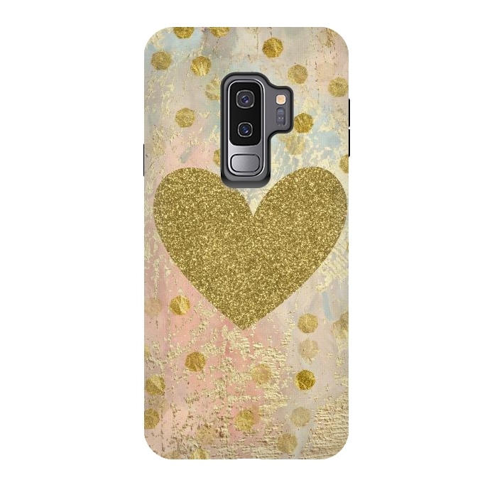 Galaxy S9 plus StrongFit Golden Heart And Sparkles by Andrea Haase