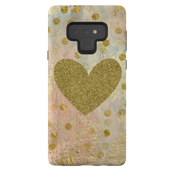 Galaxy Note 9 StrongFit Golden Heart And Sparkles by Andrea Haase