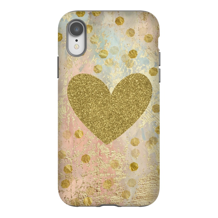 iPhone Xr StrongFit Golden Heart And Sparkles by Andrea Haase