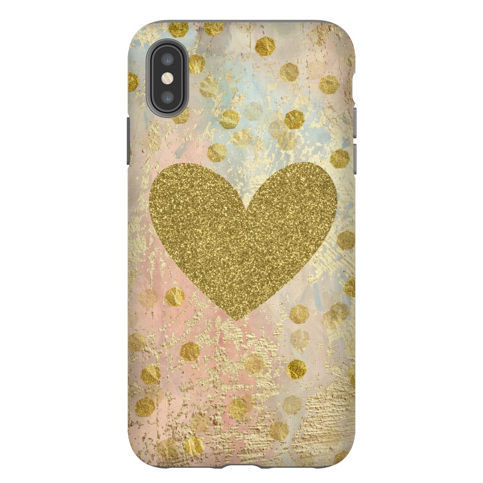 iPhone Xs Max StrongFit Golden Heart And Sparkles by Andrea Haase
