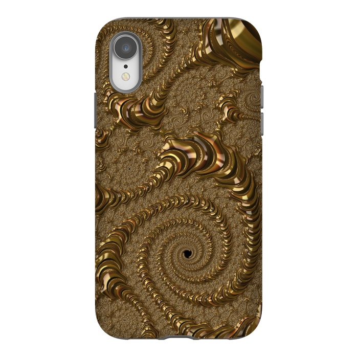 iPhone Xr StrongFit Golden Fancy Fractals by Andrea Haase