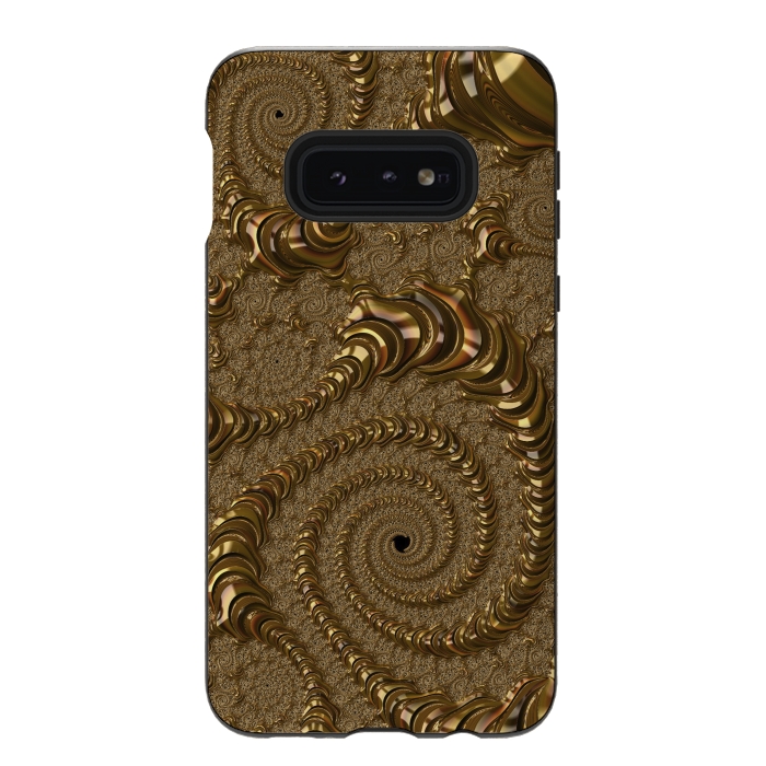 Galaxy S10e StrongFit Golden Fancy Fractals by Andrea Haase