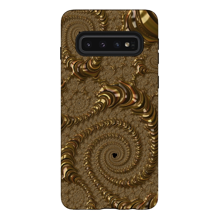 Galaxy S10 StrongFit Golden Fancy Fractals by Andrea Haase