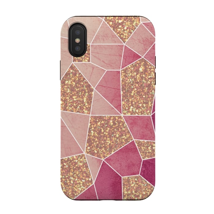iPhone Xs / X StrongFit Pink geometric glitters by Jms
