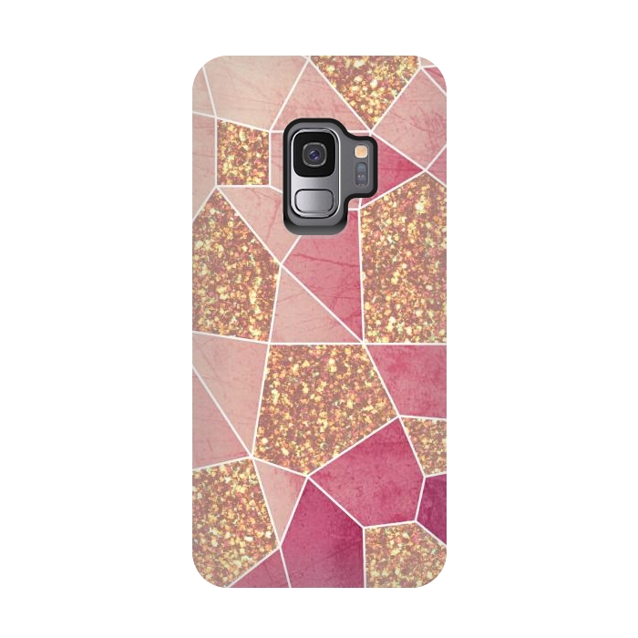 Galaxy S9 StrongFit Pink geometric glitters by Jms