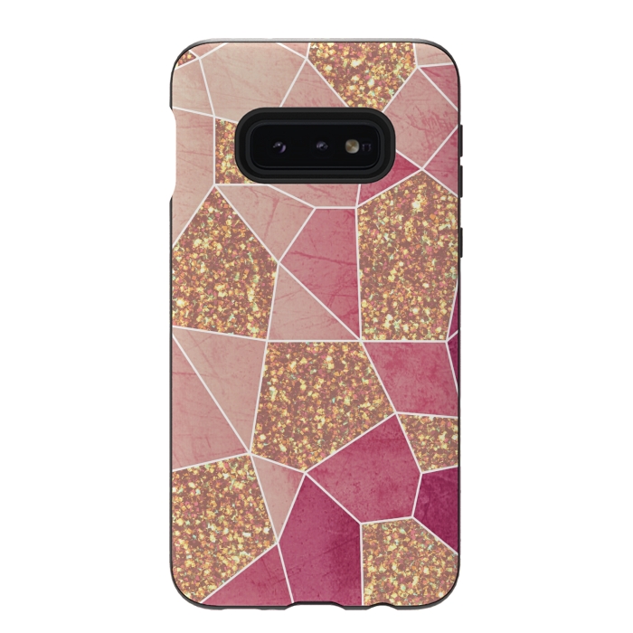 Galaxy S10e StrongFit Pink geometric glitters by Jms