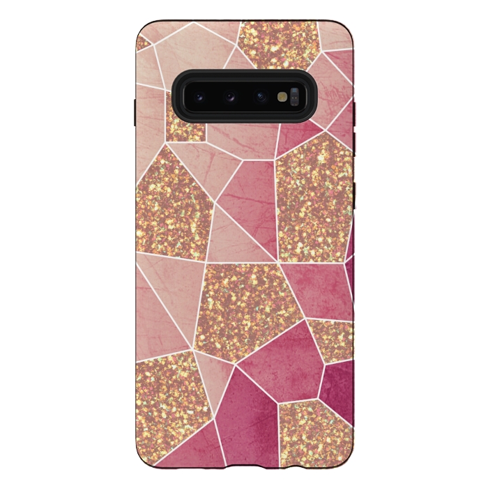 Galaxy S10 plus StrongFit Pink geometric glitters by Jms