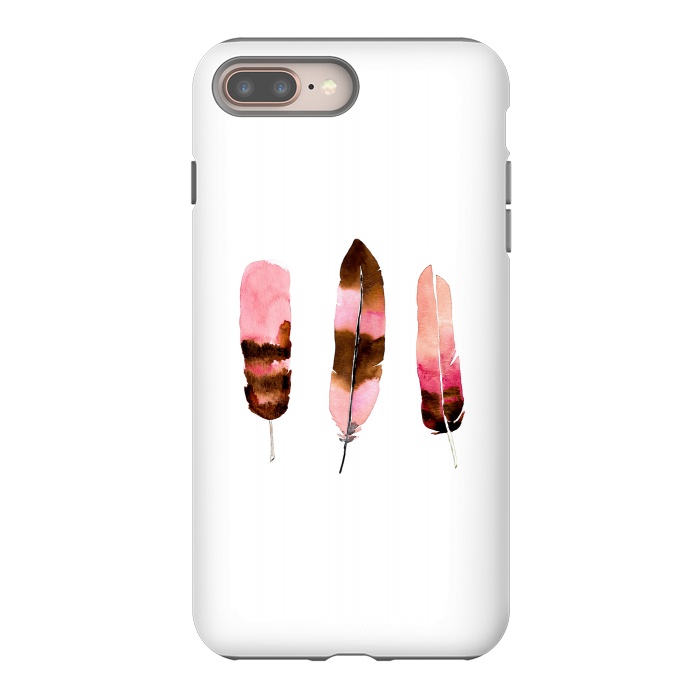 iPhone 7 plus StrongFit Blush Feathers by Amaya Brydon