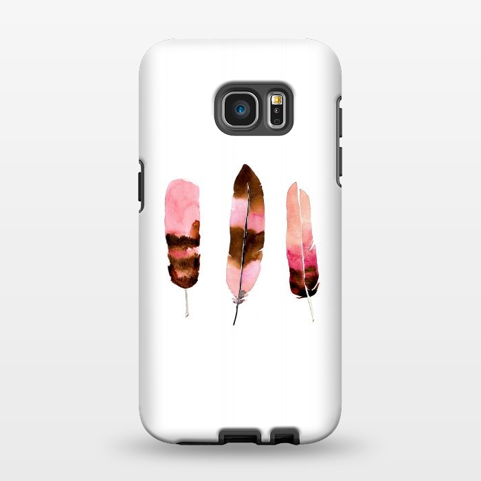 Galaxy S7 EDGE StrongFit Blush Feathers by Amaya Brydon