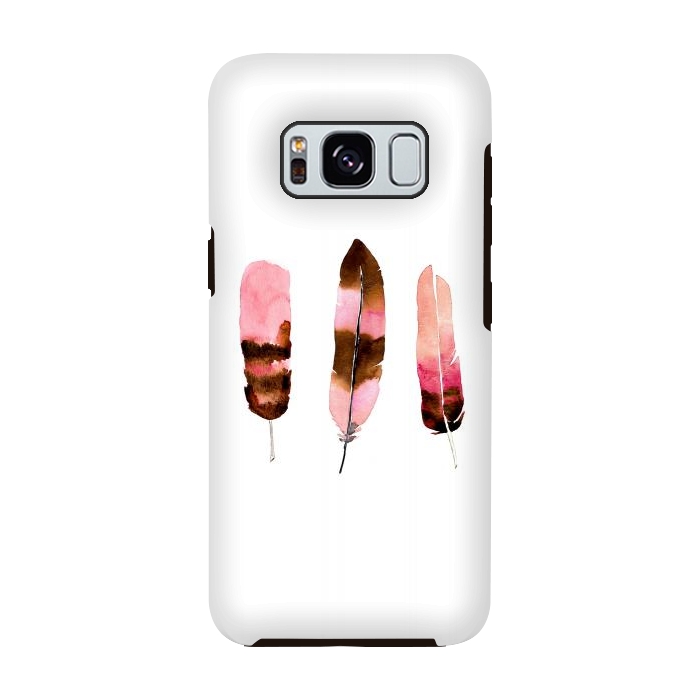 Galaxy S8 StrongFit Blush Feathers by Amaya Brydon