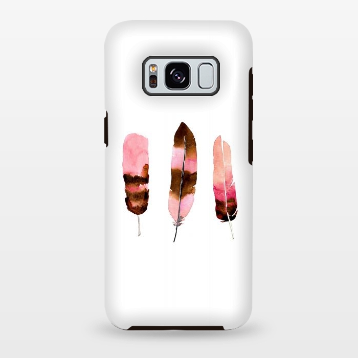 Galaxy S8 plus StrongFit Blush Feathers by Amaya Brydon