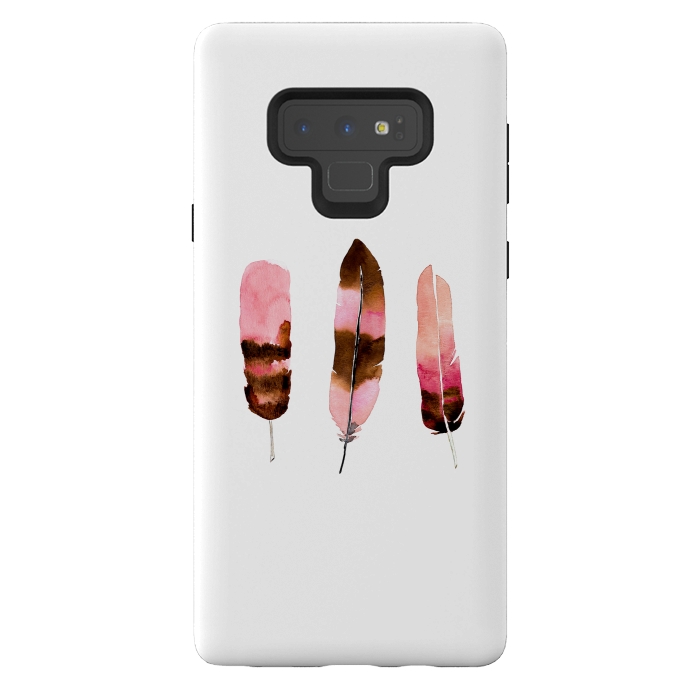 Galaxy Note 9 StrongFit Blush Feathers by Amaya Brydon