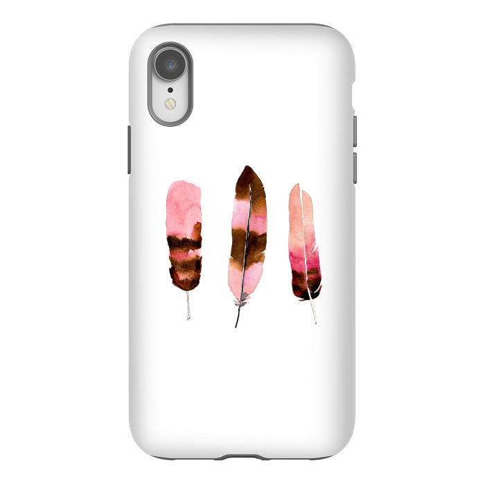 iPhone Xr StrongFit Blush Feathers by Amaya Brydon