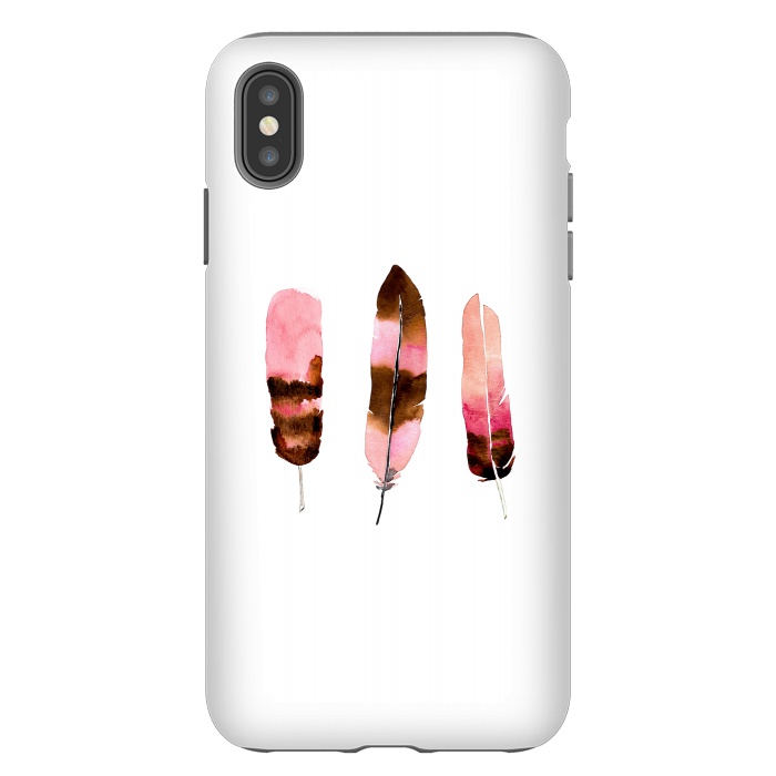 iPhone Xs Max StrongFit Blush Feathers by Amaya Brydon