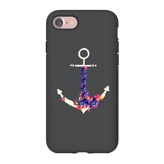 iPhone 7 StrongFit Floral Anchor Slate  by Amaya Brydon