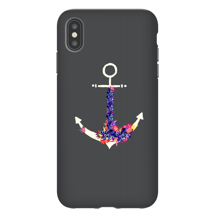 iPhone Xs Max StrongFit Floral Anchor Slate  by Amaya Brydon