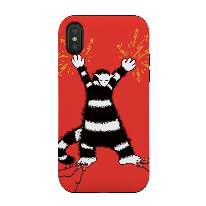 iPhone Xs / X StrongFit Weird Electro Cat by Boriana Giormova