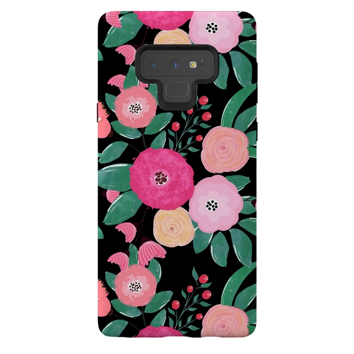 Galaxy Note 9 StrongFit Stylish abstract creative floral paint by InovArts