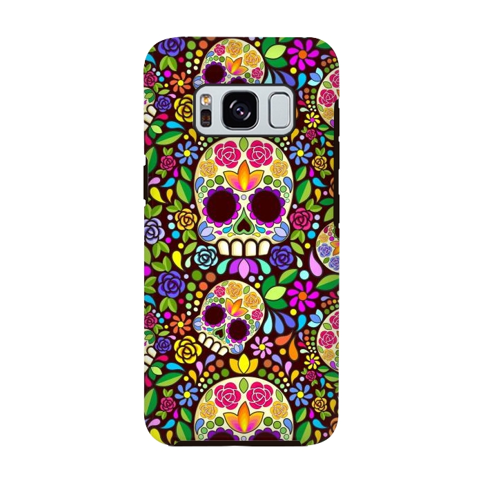 Galaxy S8 StrongFit Sugar Skull Floral Naif Art Mexican Calaveras by BluedarkArt