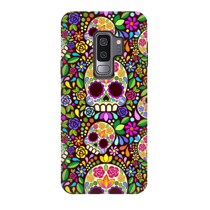 Galaxy S9 plus StrongFit Sugar Skull Floral Naif Art Mexican Calaveras by BluedarkArt