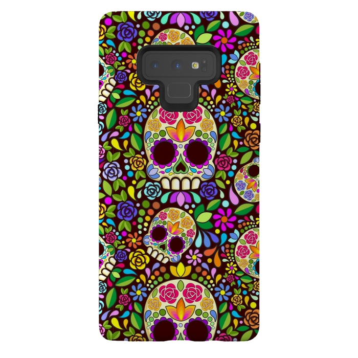 Galaxy Note 9 StrongFit Sugar Skull Floral Naif Art Mexican Calaveras by BluedarkArt