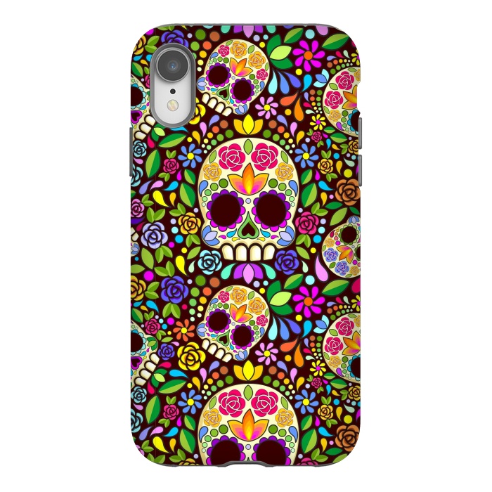 iPhone Xr StrongFit Sugar Skull Floral Naif Art Mexican Calaveras by BluedarkArt