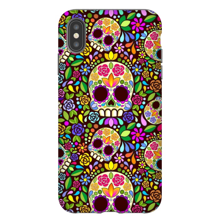 iPhone Xs Max StrongFit Sugar Skull Floral Naif Art Mexican Calaveras by BluedarkArt