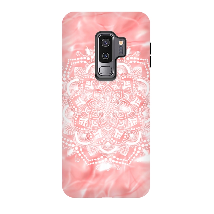 Galaxy S9 plus StrongFit Mandala white flower by Jms