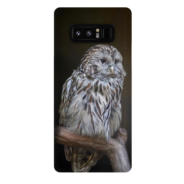 Galaxy Note 8 StrongFit A lovely cute painted owl with a brown background by Simone Gatterwe