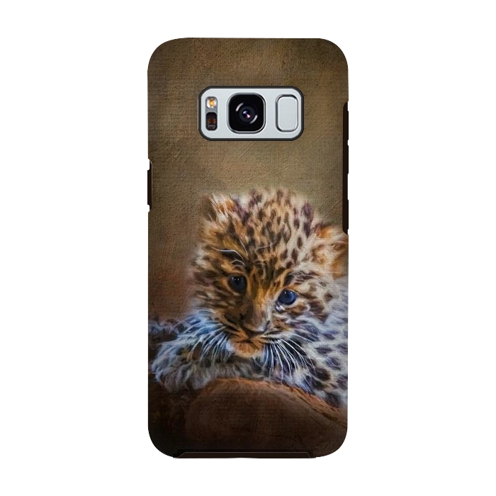 Galaxy S8 StrongFit Cute painting amur leopard cub by Simone Gatterwe