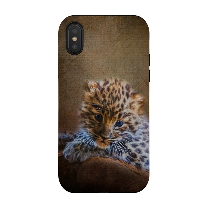 iPhone Xs / X StrongFit Cute painting amur leopard cub by Simone Gatterwe