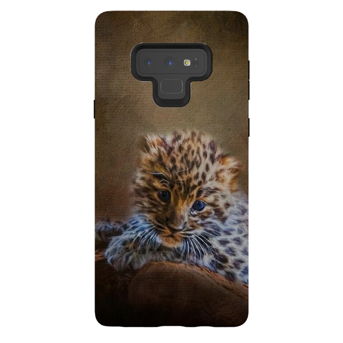 Galaxy Note 9 StrongFit Cute painting amur leopard cub by Simone Gatterwe