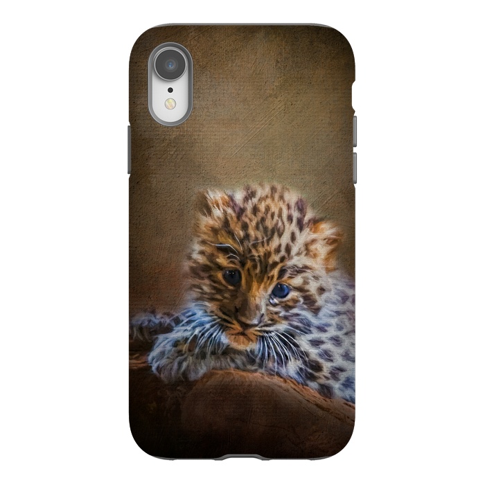 iPhone Xr StrongFit Cute painting amur leopard cub by Simone Gatterwe
