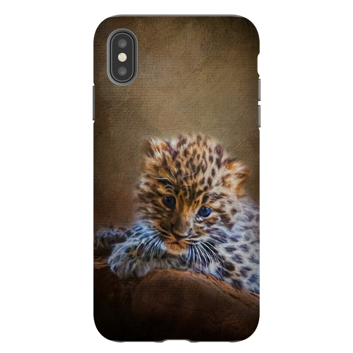 iPhone Xs Max StrongFit Cute painting amur leopard cub by Simone Gatterwe