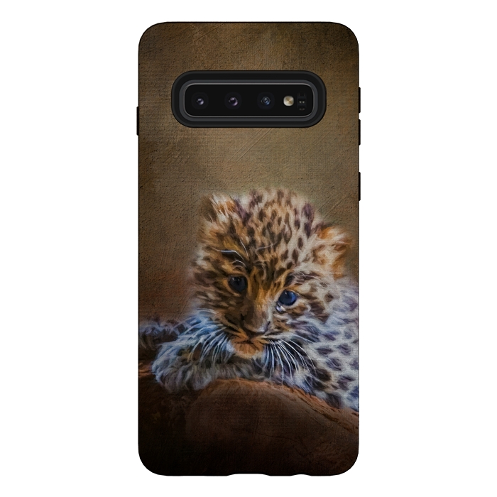 Galaxy S10 StrongFit Cute painting amur leopard cub by Simone Gatterwe