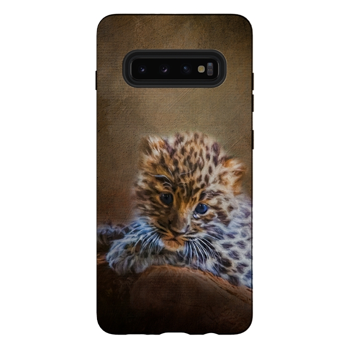 Galaxy S10 plus StrongFit Cute painting amur leopard cub by Simone Gatterwe