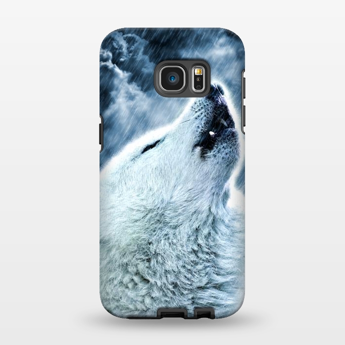 Galaxy S7 EDGE StrongFit A howling wolf in the rain by Simone Gatterwe