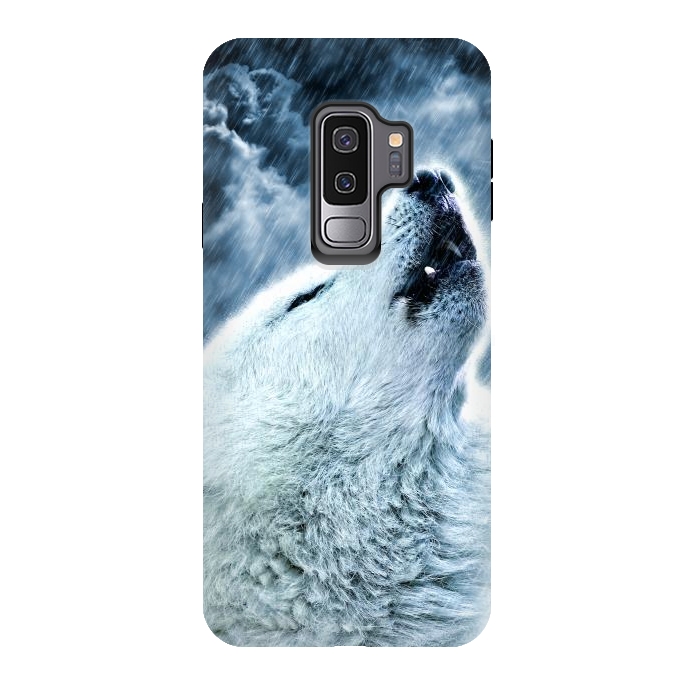 Galaxy S9 plus StrongFit A howling wolf in the rain by Simone Gatterwe