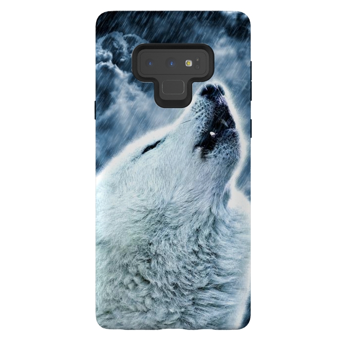 Galaxy Note 9 StrongFit A howling wolf in the rain by Simone Gatterwe