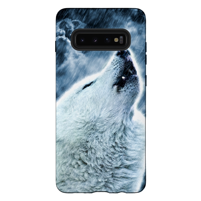 Galaxy S10 plus StrongFit A howling wolf in the rain by Simone Gatterwe